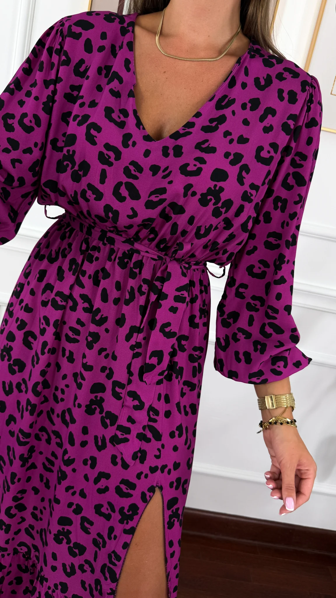 Wiskozowa sukienka Eleni panterka fuksja