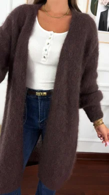 Moherowy kardigan Sari czekoladowy