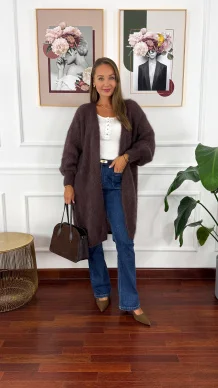 Moherowy kardigan Sari czekoladowy