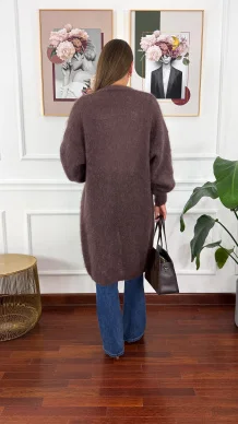 Moherowy kardigan Sari czekoladowy