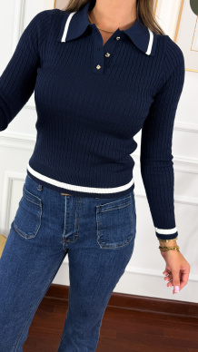 Wiskozowy sweter Faren granatowy