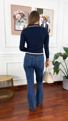 Wiskozowy sweter Faren granatowy