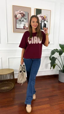 Bawełniana bluza Ciao bordowa