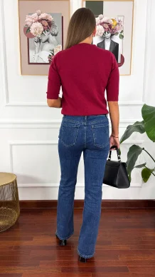 Wiskozowy sweter Alva bordowy