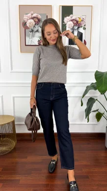 Wiskozowy sweter Alva fango melanż