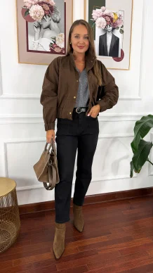 Denimowa kurtka Erona czekoladowa