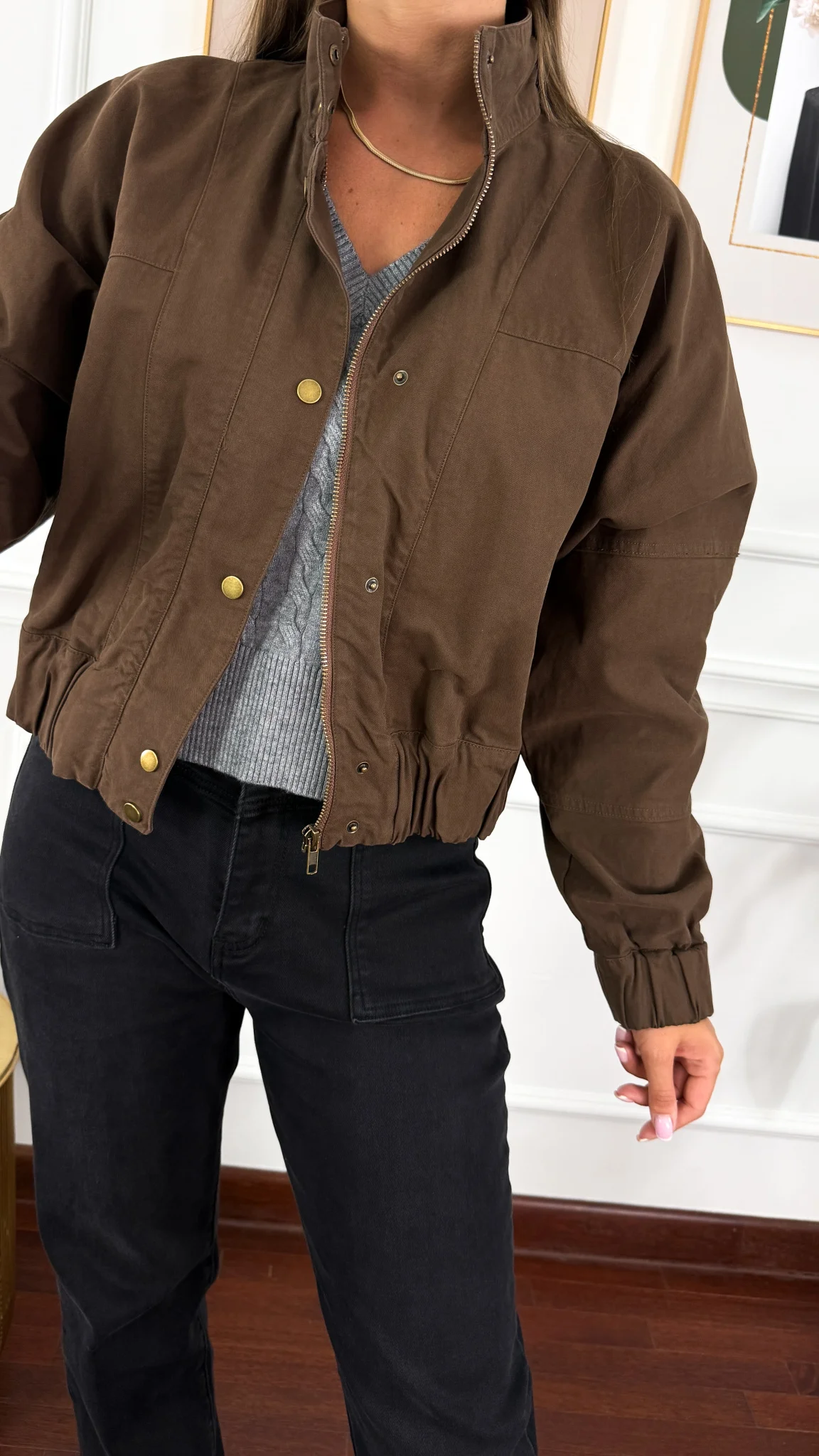 Denimowa kurtka Erona czekoladowa