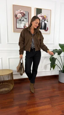 Denimowa kurtka Erona czekoladowa