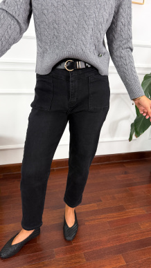 Materiałowe spodnie Stella mom fit czarne