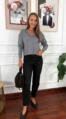 Materiałowe spodnie Stella mom fit czarne