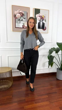 Materiałowe spodnie Stella mom fit czarne