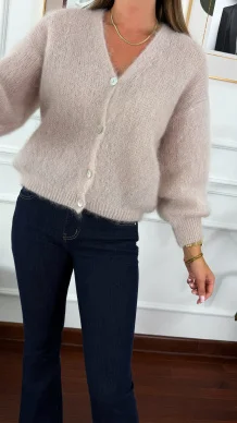 Moherowy kardigan Nell beżowy