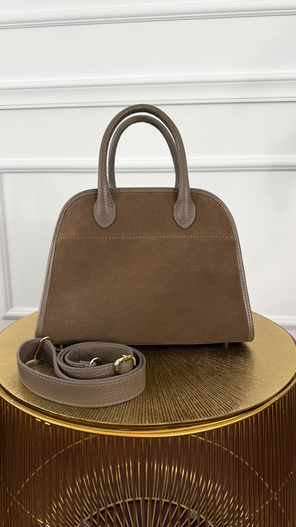 Skórzana zamszowa torebka Bea fango