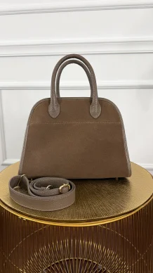 Skórzana zamszowa torebka Bea fango