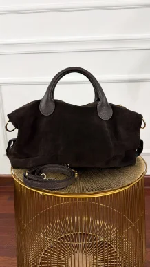 Skórzana zamszowa torebka Rina czekoladowa