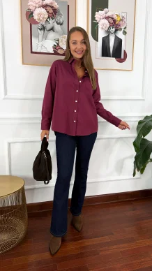 Bawełniana koszula Linda burgundowa