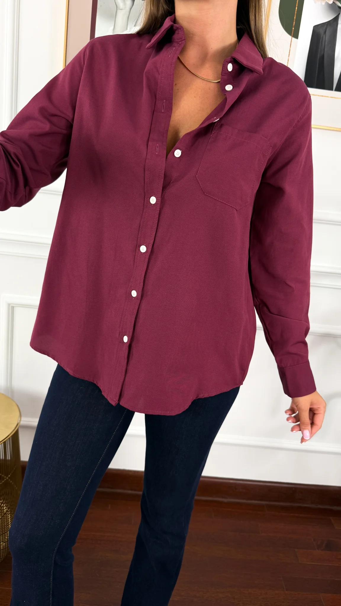 Bawełniana koszula Linda burgundowa