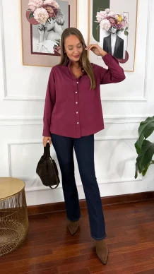 Bawełniana koszula Linda burgundowa