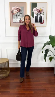 Bawełniana koszula Linda burgundowa