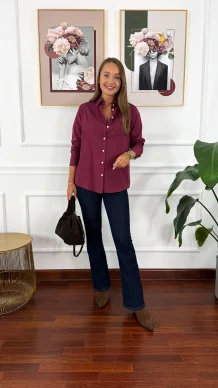 Bawełniana koszula Linda burgundowa