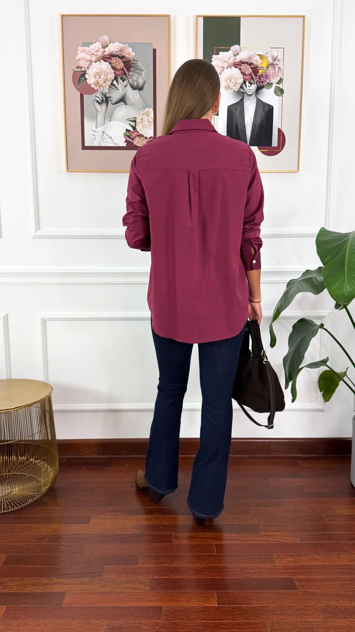 Bawełniana koszula Linda burgundowa