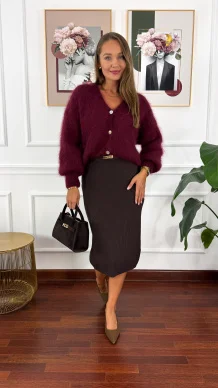 Moherowy kardigan Nell burgundowy