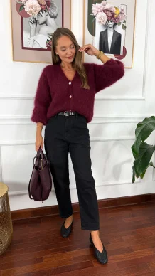 Moherowy kardigan Nell burgundowy