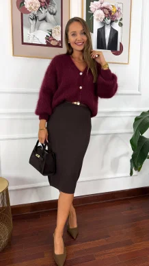 Moherowy kardigan Nell burgundowy