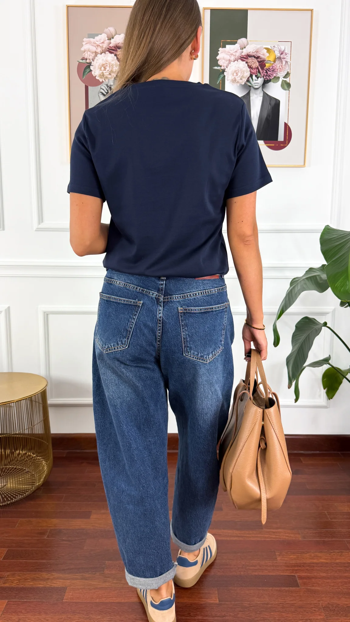 Bawełniany T-shirt Yunna granatowy