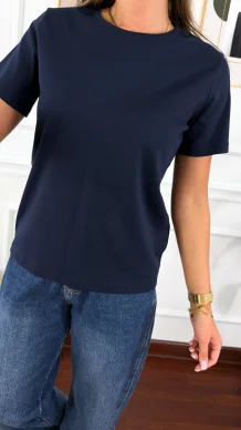 Bawełniany T-shirt Yunna granatowy