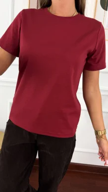 Bawełniany T-shirt Yunna bordowy