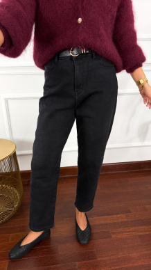 Materiałowe spodnie Deyla mom fit czarne