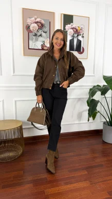 Materiałowe spodnie Stella mom fit czarne