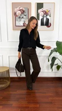 Materiałowe spodnie Fiera brązowe