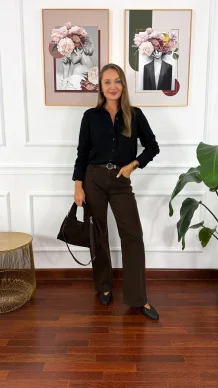 Materiałowe spodnie Fiera brązowe