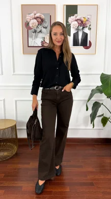 Materiałowe spodnie Fiera brązowe