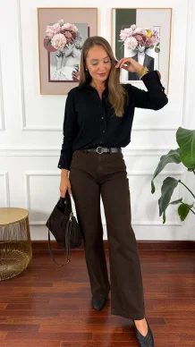 Materiałowe spodnie Fiera brązowe