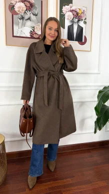 Wełniany płaszcz Eva czekoladowa