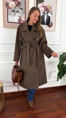 Wełniany płaszcz Eva czekoladowa