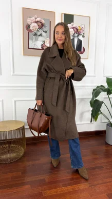 Wełniany płaszcz Eva czekoladowa