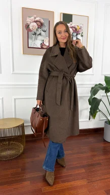 Wełniany płaszcz Eva czekoladowa