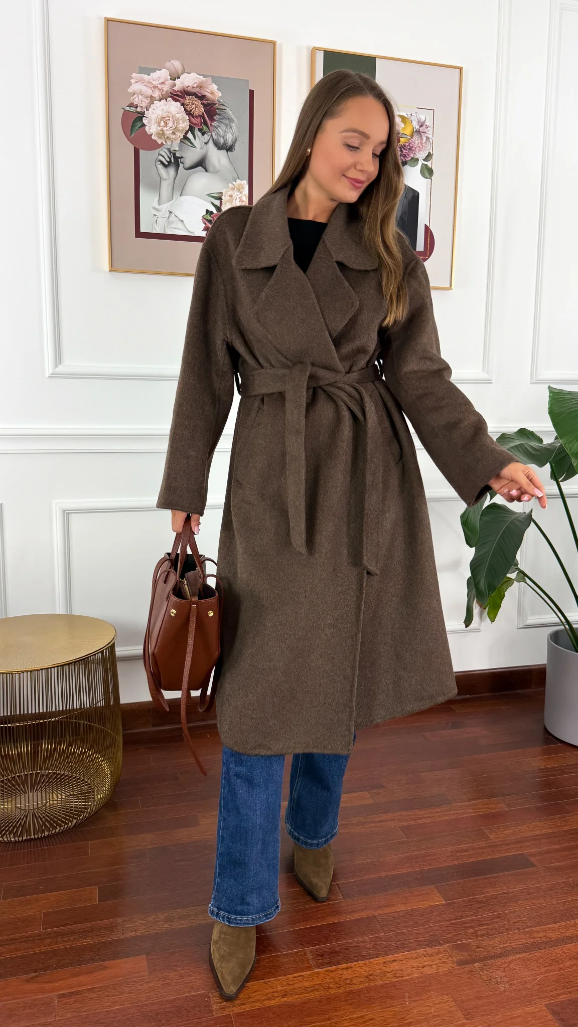 Wełniany płaszcz Eva czekoladowa