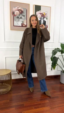 Wełniany płaszcz Eva czekoladowa