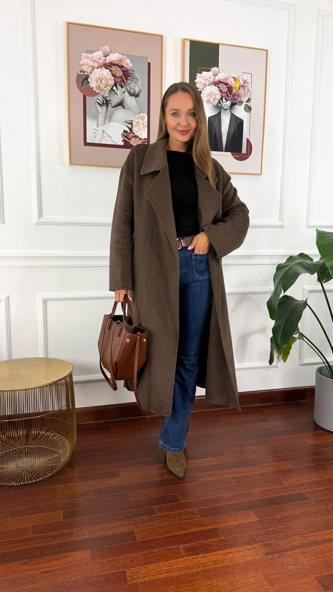 Wełniany płaszcz Eva czekoladowa