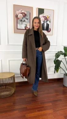 Wełniany płaszcz Eva czekoladowa