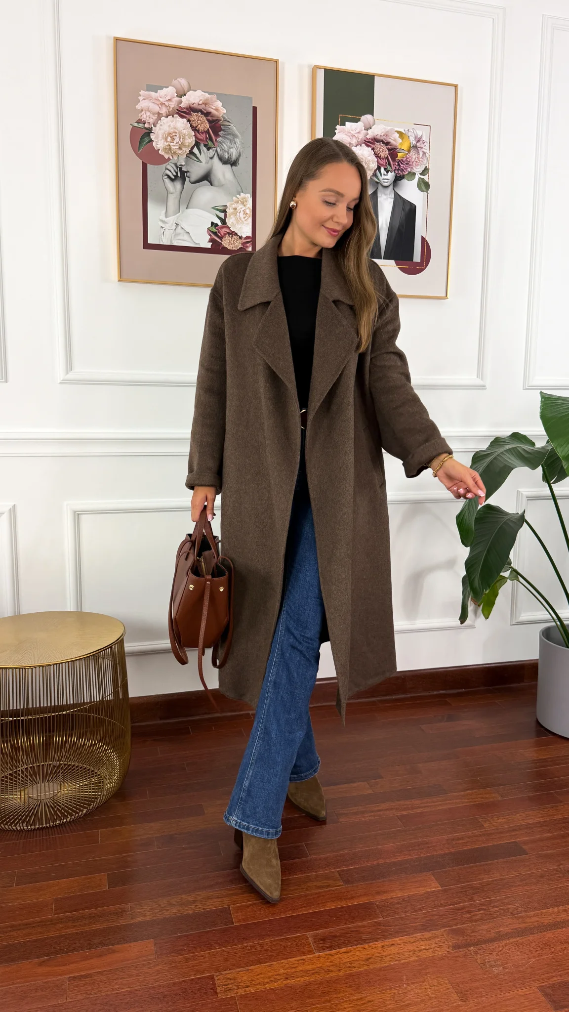 Wełniany płaszcz Eva czekoladowa