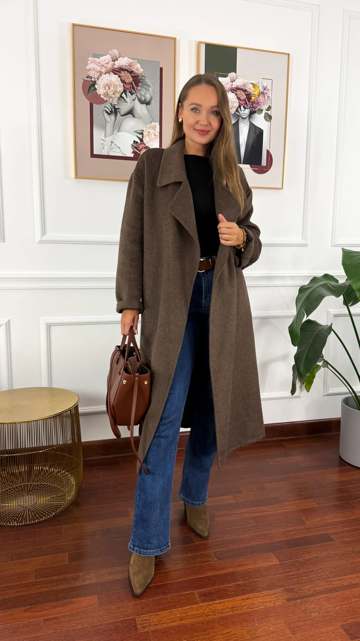 Wełniany płaszcz Eva czekoladowa