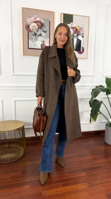 Wełniany płaszcz Eva czekoladowa