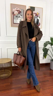 Wełniany płaszcz Eva czekoladowa