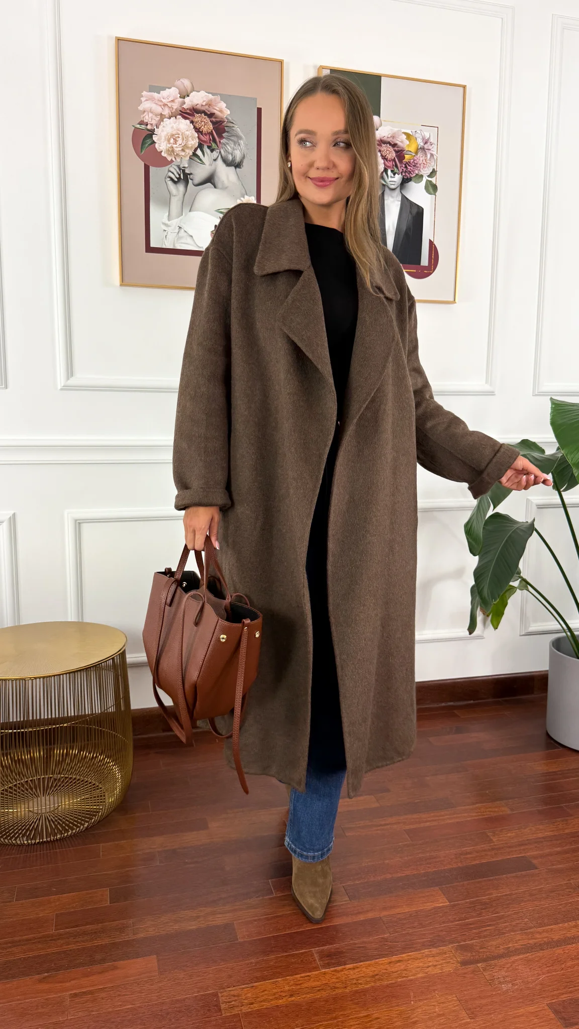 Wełniany płaszcz Eva czekoladowa